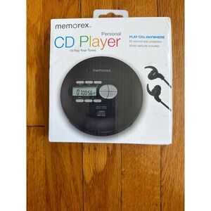 Memorex MPC600B Personal CD Player Black with Anti-Skip and Wired Earbuds NEW